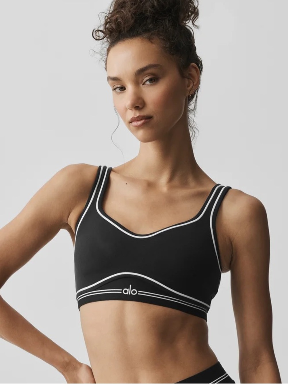 NWT ALO AIRBRUSH HEART THROB BRA BLACK/WHITE SIZE SMALL
